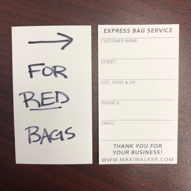 Customer Info Bag Tags for Red Bags