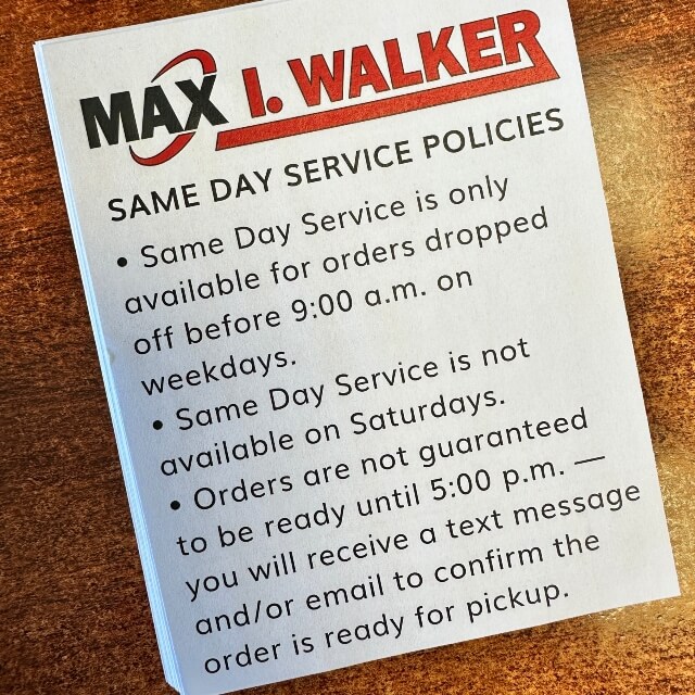 Same Day Service Policies Flyers