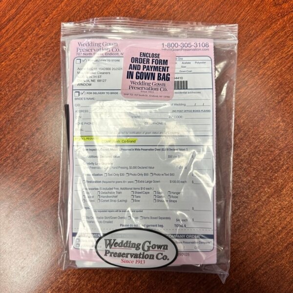 Gown Preservation Form Packets (10x)