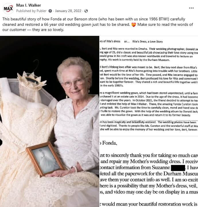 wedding gown restoration